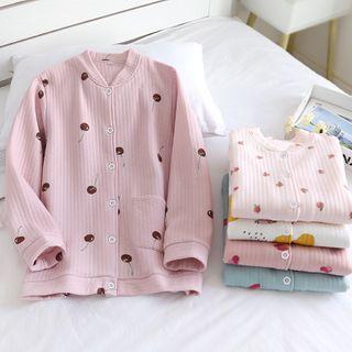 Buttoned Patterned Sleep Top