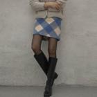 Check Woolen H-line Miniskirt