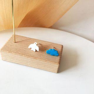 Bird & Cloud Asymmetrical Earring