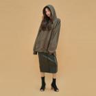 Faux-leather H-line Long Skirt