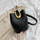 Faux Leather Bucket Bag With Inset Bag