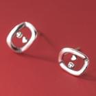 925 Sterling Silver Smile Stud Earring 1 Pair - Silver - One Size