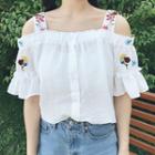 Floral Embroidery Chiffon Blouse