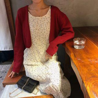 Crew-neck Midi Spaghetti Strap Dress