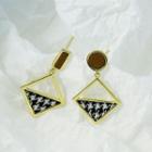Mismatch Houndstooth Ear Stud 1 Pair - Asymmetric - As Shown In Figure - One Size
