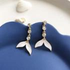 Rhinestone Mermaid Tail Dangle Earring 1 Pair - S925 Silver Stud Earrings - Gold & White - One Size