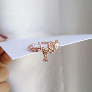 Rhinestone Alloy Open Ring 1 Pc - Ring - As Shown In Figure - One Size