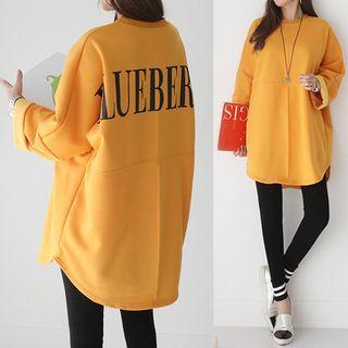 Printed Round-hem Oversized Sweatshirt