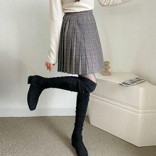 Plaid Accordion-pleat Skirt