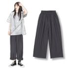 Elastic Waist Wide-leg Pants Gray - One Size