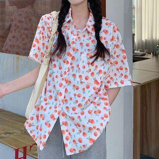 Short-sleeve Apple Print Shirt