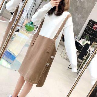 Mock Two-piece Knit Hoodie Dress