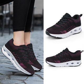 Knit Mesh Platform Lace-up Sneakers