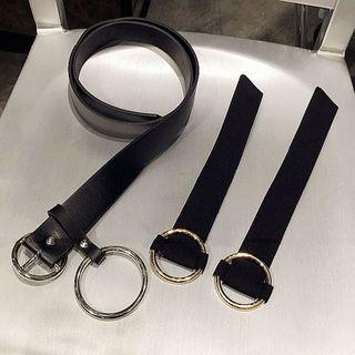Faux Leather Hooped Belt Black - One Size