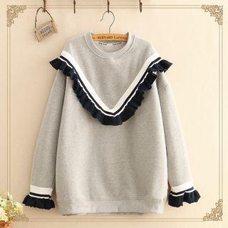 Ruffle-trim Fleece-lining Sweatshirt