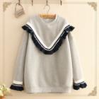 Ruffle-trim Fleece-lining Sweatshirt