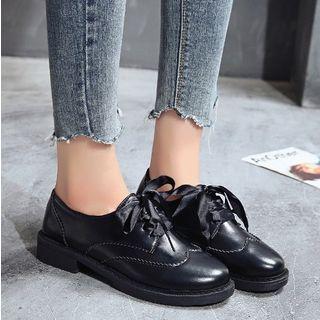 Faux Leather Lace Up Oxford Shoes