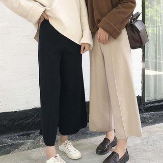 Cropped Knitted Wide-leg Pants