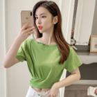 Round-neck Embroidered Cropped Top
