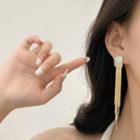 Rectangle Cat Eye Stone Alloy Fringed Earring 1 Pair - E4209 - Gold - One Size