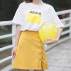 Set: Print Short-sleeve T-shirt + Lace Up Mini Skirt