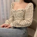 Cropped Square Neck Long-sleeve Blouse