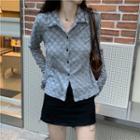 Long-sleeve Collar Check Top