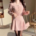 Tweed Set: Cropped Jacket + Pleated Miniskirt