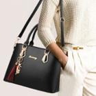 Set: Faux-leather Handbag + Tassel Detail Crossbody Bag