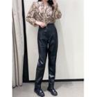 High-waist Faux Leather Straight Leg Pants