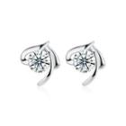 925 Sterling Silver Simple Elegant Fashion Earrings And Ear Studs With Cubic Zircon Silver - One Size