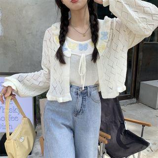 Tied Cardigan / Bow Camisole Top
