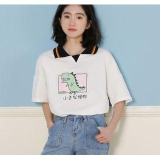 Dinosaur Print Short-sleeve Polo-shirt