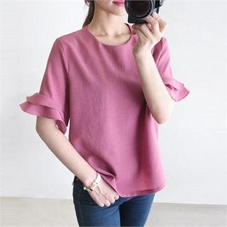 Layered Frill-sleeve Chiffon Blouse