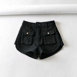 High-waist Cargo Denim Hot Pants