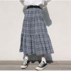 Plaid Tiered Midi A-line Skirt As Shown In Figure - One Size
