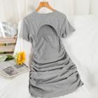 Short-sleeve Cutout Ruched Mini Dress