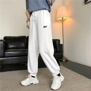 Lettering Print Cropped Harem Sweatpants