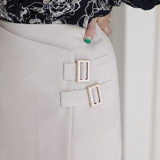 Buckled-front Midi Skirt