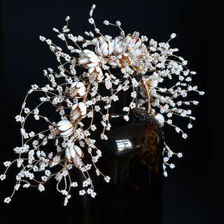 Wedding Flower Headpiece Gold - One Size
