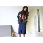 Embroidered Birds Color-block Jacket