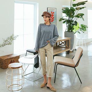 Fray-edge Relaxed-fit Chino Pants