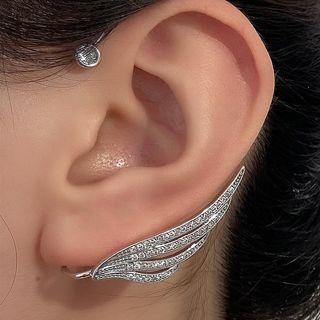 Feather Rhinestone Alloy Cuff Earring