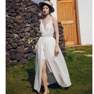 Lace Trim V-neck Maxi Sundress