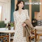 Plus Size Lace-trim Floral Maxi Wrap Dress