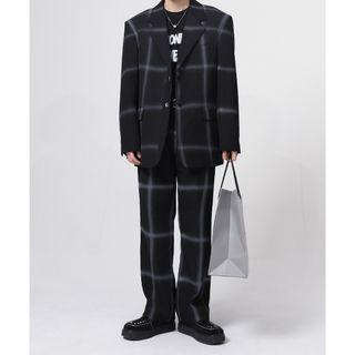 Plaid Blazer / Straight Leg Dress Pants
