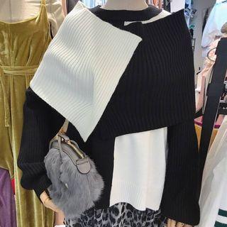 Mock Two-piece Two-tone Sweater