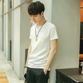 Short-sleeve Notched Collar T-shirt