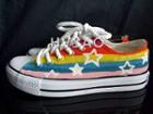 Rainbow Stripes And Stars Canvas Sneakers