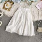 High-waist Lace-trim Ruffle Mini Skirt White - One Size